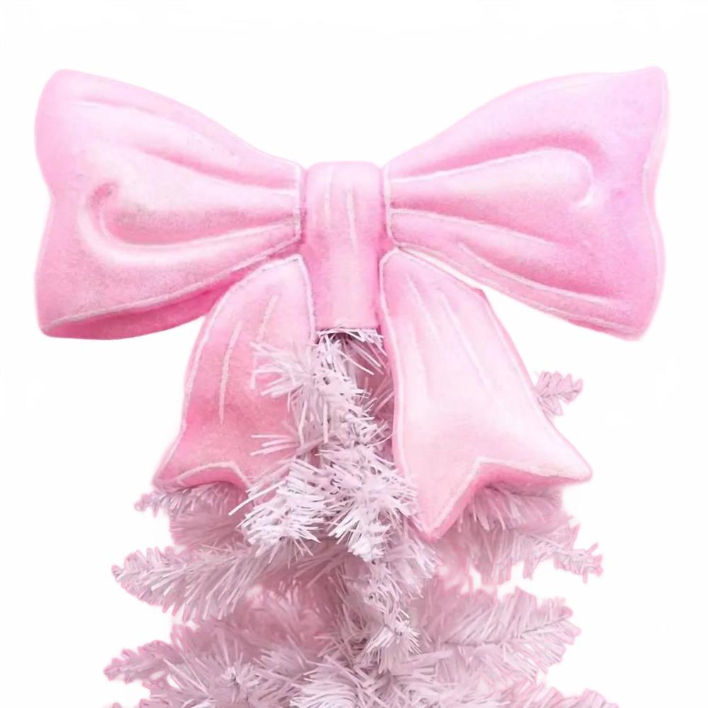 NEW ROCK PAPER SCISSORS giant bow christmas tree topper in pink